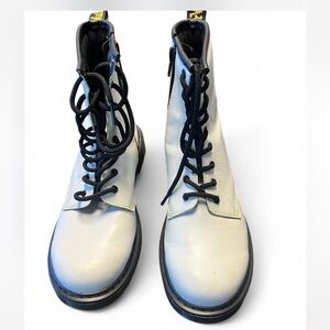 Dr. Martens White Combat Boots with Black Laces